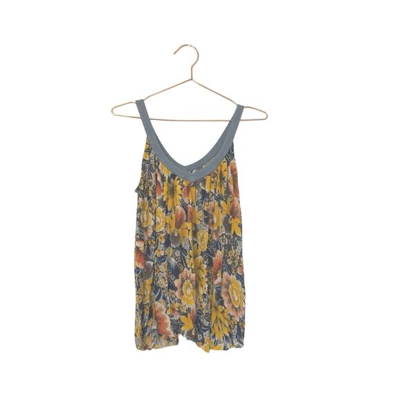 Free People Tops - Free People Floral Tank Top - Blue and Yellow